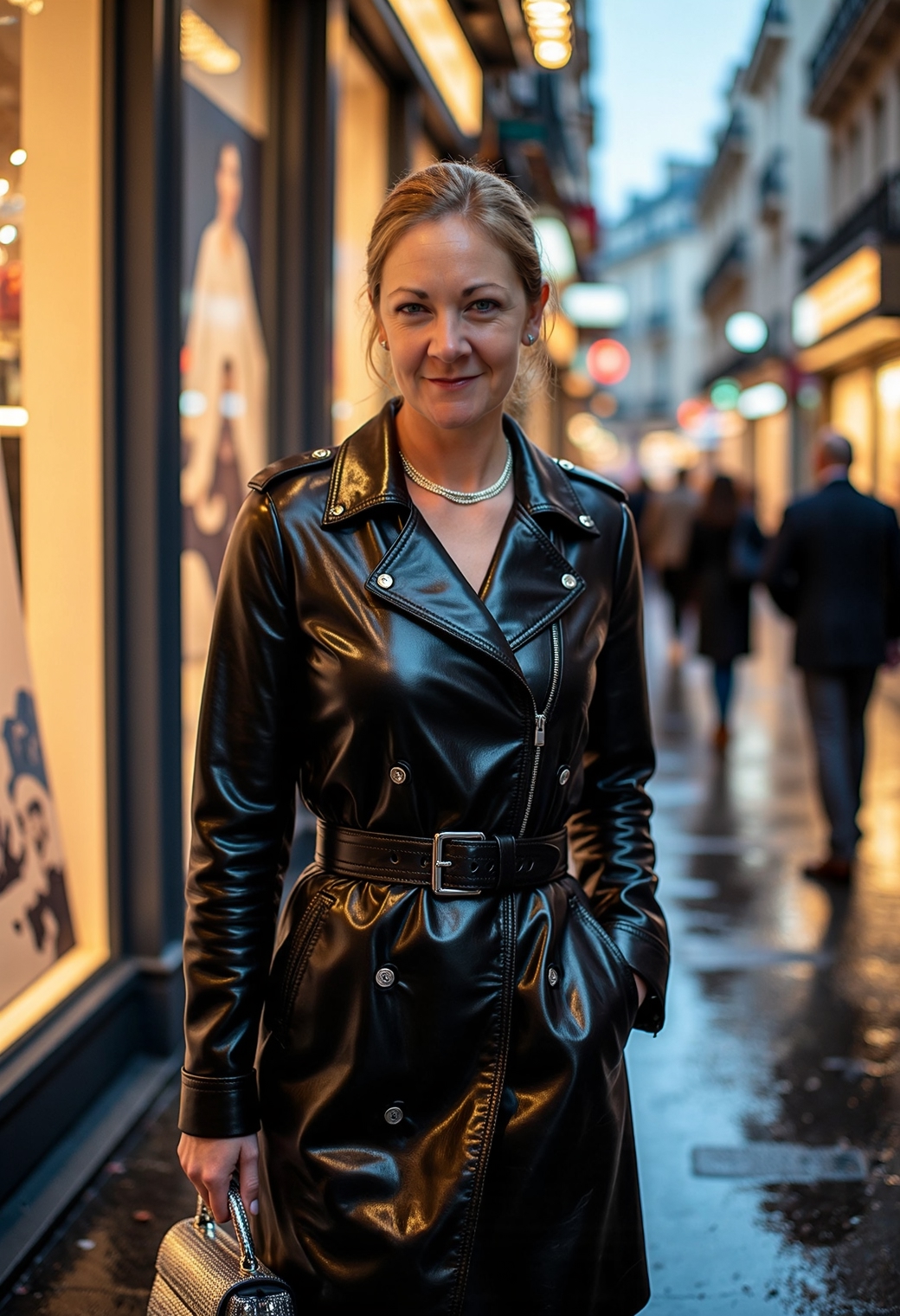 amy773 blue eyed woman walks confidently-FLUX TRAI